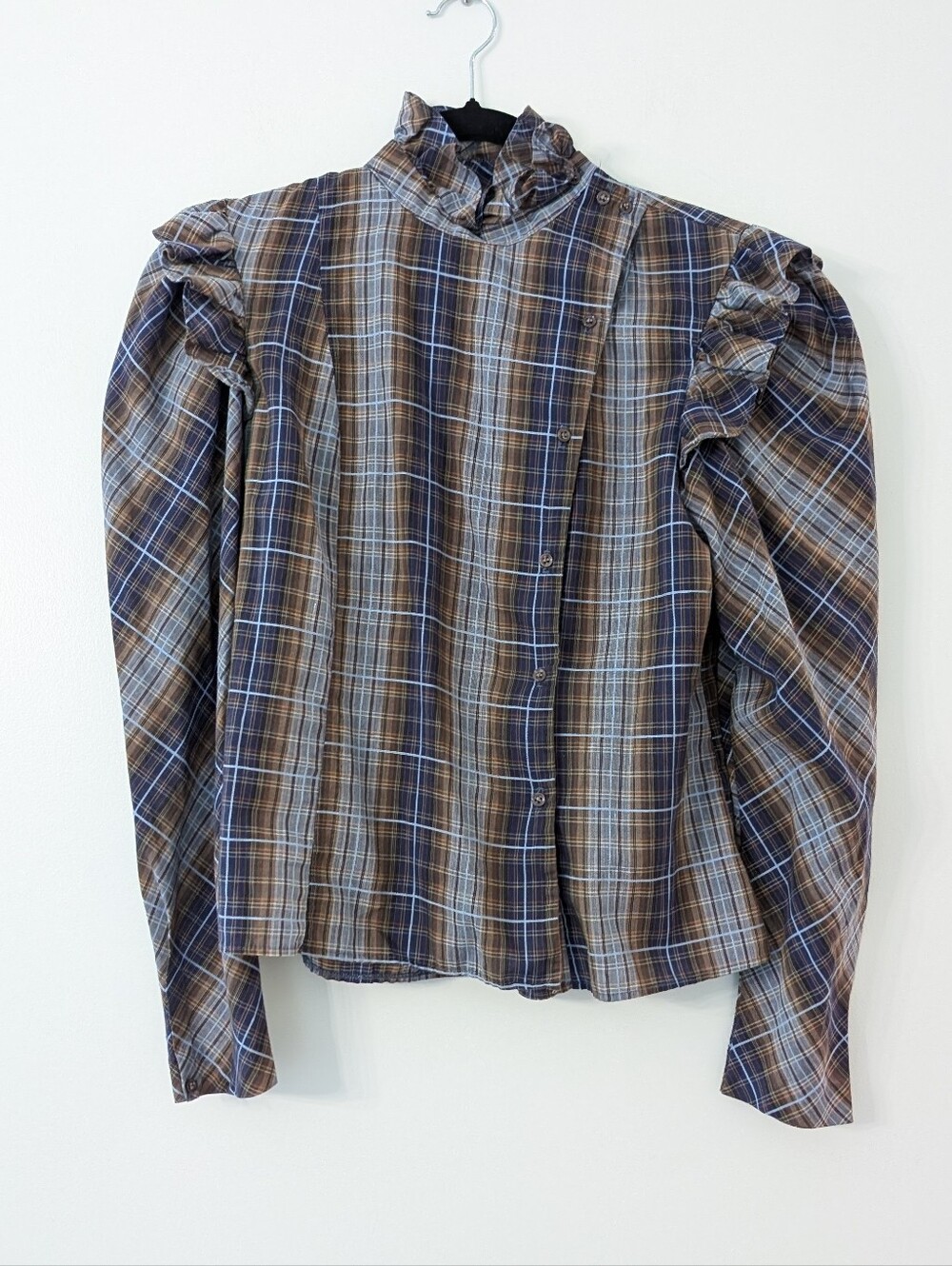 Vintage Victorian Prairie plaid blouse